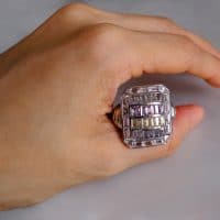 Brutalist Sapphire Statement Ring 18k Palladium