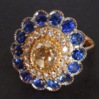 Diamond Sapphire Ring, double halo ring, sapphire double halo ring, blue sapphire diamond ring, sapphire cluster rings for sale, sapphire halo rings for sale, Gem Garderner