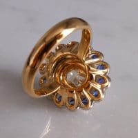 Diamond Sapphire Ring, double halo ring, sapphire double halo ring, blue sapphire diamond ring, sapphire cluster rings for sale, sapphire halo rings for sale, Gem Garderner