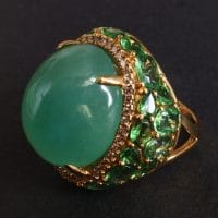 22ct Colombian Emerald Cabochon Ring 18k