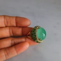22ct Colombian Emerald Cabochon Ring 18k
