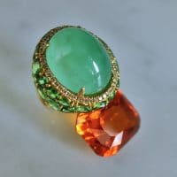 22ct Colombian Emerald Cabochon Ring 18k