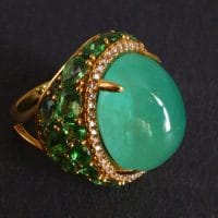 22ct Colombian Emerald Cabochon Ring 18k
