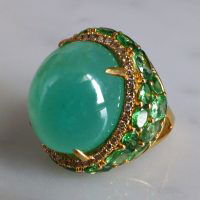 22ct Colombian Emerald Cabochon Ring 18k