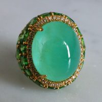 22ct Colombian Emerald Cabochon Ring 18k