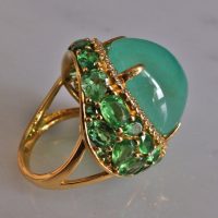22ct Colombian Emerald Cabochon Ring 18k