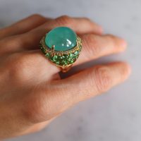 22ct Colombian Emerald Cabochon Ring 18k