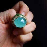 22ct Colombian Emerald Cabochon Ring 18k