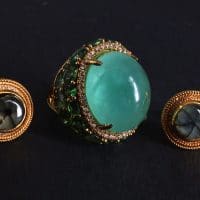 22ct Colombian Emerald Cabochon Ring 18k