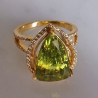 Gem Gardener, sphene diamond ring, green sphene ring, sphene gemstone jewelry, sphene stone jewellery