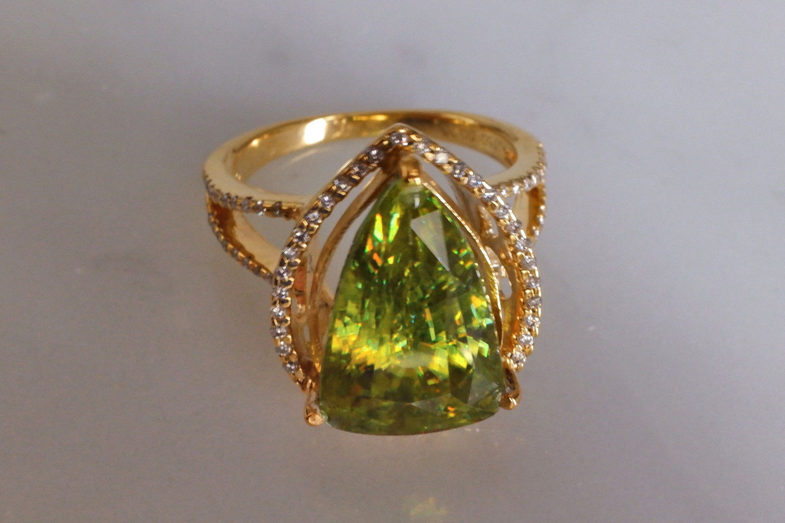 Gem Gardener, sphene diamond ring, green sphene ring, sphene gemstone jewelry, sphene stone jewellery