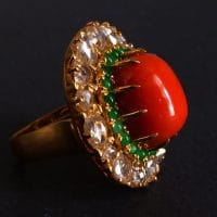 Red Coral Statement Ring, Gem Gardener, Coral Diamond Cocktail Ring, statement rings singapore, cocktail ring singapore, 22k cocktail ring, big coral diamond ring, big antique coral ring, rose cut diamond ring, coral jewellery singapore