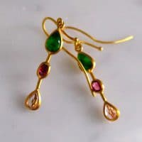 Gem Gardener, medieval gold earrings, roman style gold earrings, roman ruby gold earrings, jade and ruby earrings, jade earrings singapore