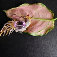 35ct Kunzite Peacock Brooch Pin 18k