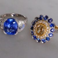 Gem Gardener, blue sapphire moonstone ring, three stone ring, three stone ring with wedding band, unheated blue sapphire ring, blue sapphire ring singapore