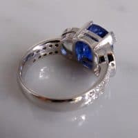 Gem Gardener, cornflower blue sapphire ring, blue sapphire moonstone ring, three stone ring, three stone ring with wedding band, unheated blue sapphire ring, blue sapphire ring singapore