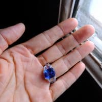 Gem Gardener, cornflower blue sapphire ring, blue sapphire moonstone ring, three stone ring, three stone ring with wedding band, unheated blue sapphire ring, blue sapphire ring singapore
