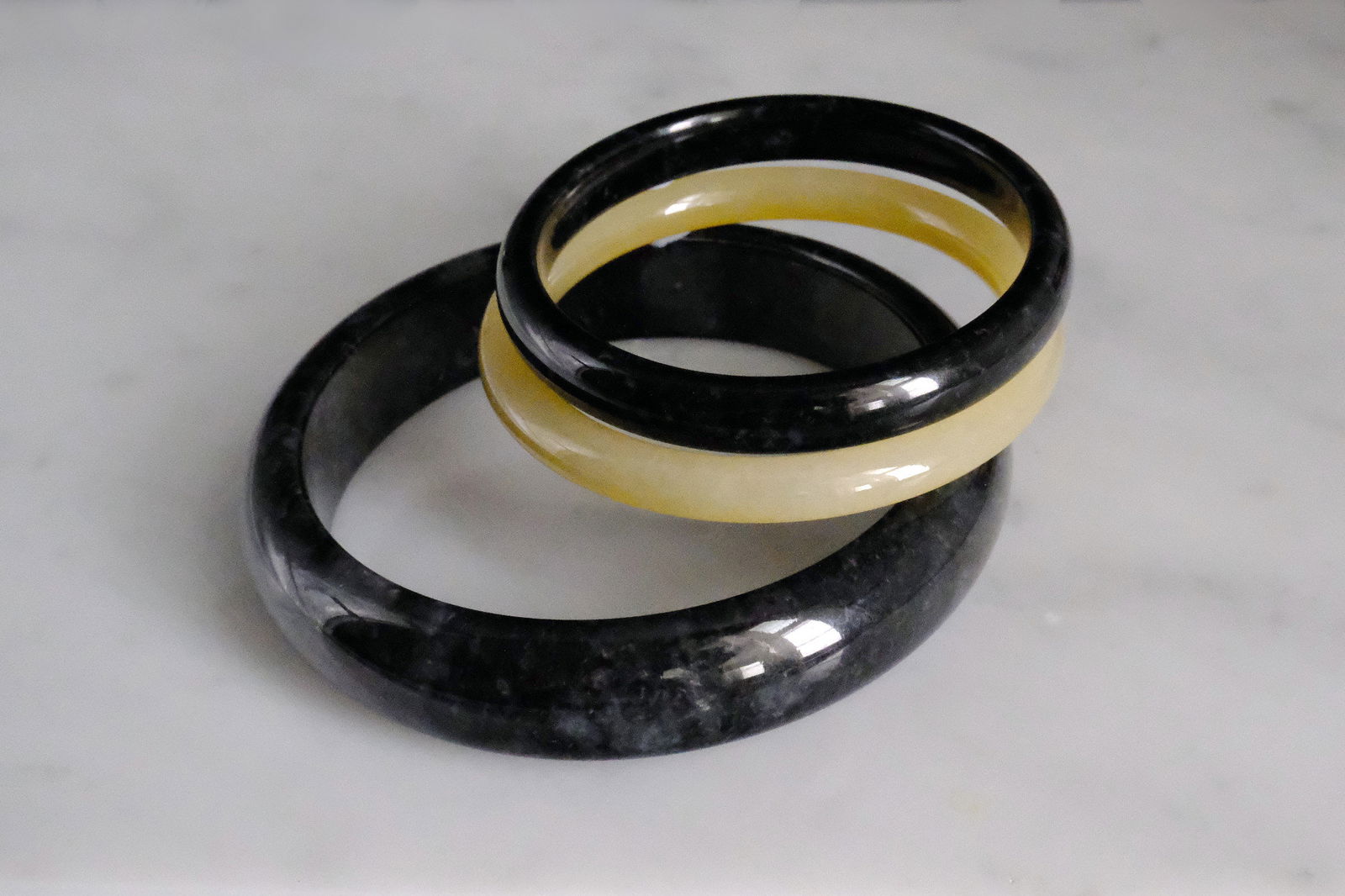 70mm Big Natural Black Jade Bangle Mens Gem Gardener