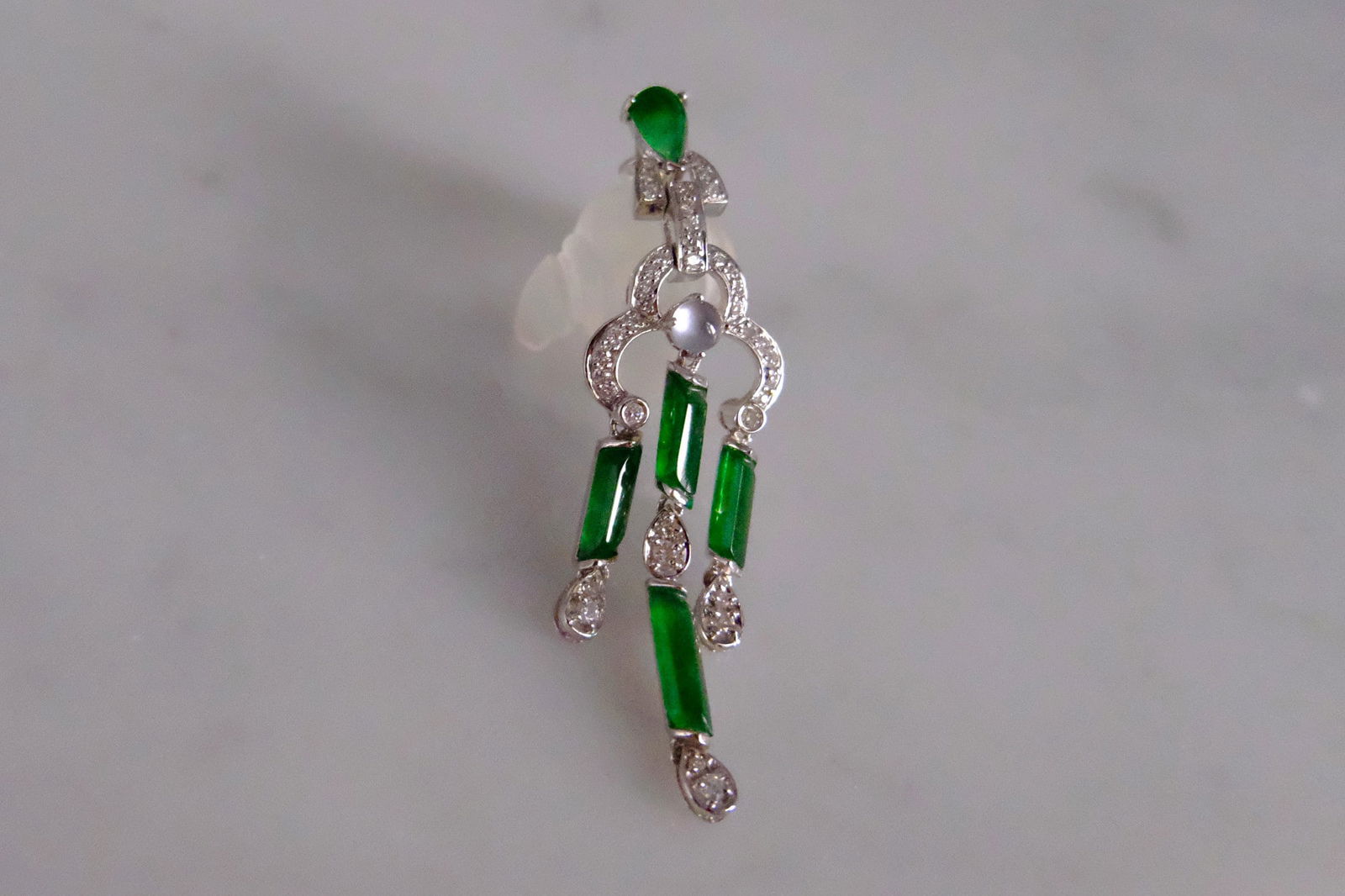 Gem Gardener, imperial jade pendant, jade pendant singapore, art deco jade pendant, lavalier pendant, art deco lavalier necklace, art deco style jewelry, art deco style pendant necklace
