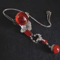 Gem Gardener, Carnelian Pendant Necklace, vintage carnelian necklace, carnelian necklace singapore, carnelian necklace white gold, art deco carnelian necklace, edwardian necklace