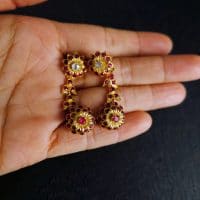 Gem Gardener, burmese ruby gold earrings, ruby gold dangling earrings, red ruby earrings dangling, red ruby earrings singapore, antique ruby drop earrings