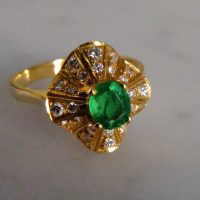 Gem Gardener, antique flower ring, vintage flower ring, emerald pinky ring womens, emerald flower ring, emerald ring singapore, flower pinky ring