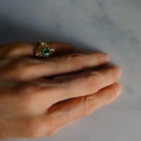 Gem Gardener, antique flower ring, vintage flower ring, emerald pinky ring womens, emerald flower ring, emerald ring singapore, flower pinky ring