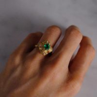 Gem Gardener, antique flower ring, vintage flower ring, emerald pinky ring womens, emerald flower ring, emerald ring singapore, flower pinky ring