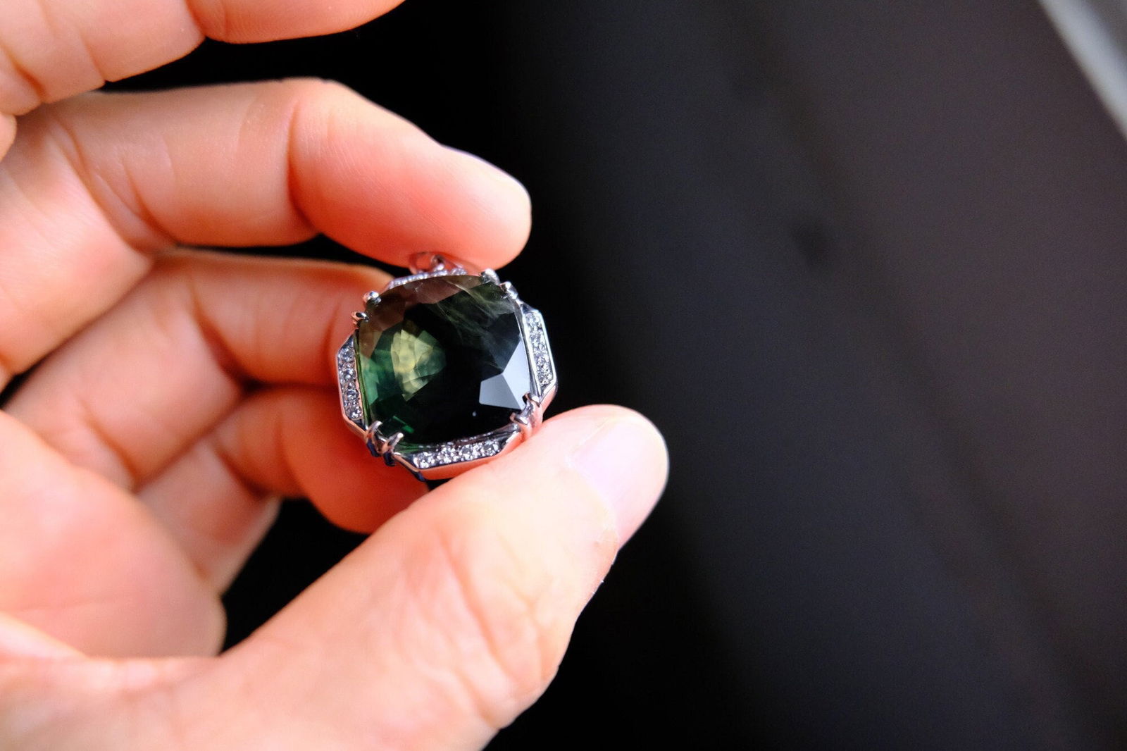 Gem Gardener, dark green sapphire, green sapphire pendant, dark green heart chakra, dark green stone pendant, dark green pendant necklace