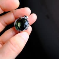 Gem Gardener, dark green sapphire, green sapphire pendant, dark green heart chakra, dark green stone pendant, dark green pendant necklace