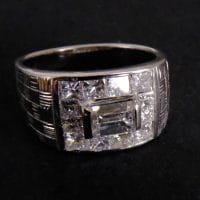 Gem Gardener, emerald cut diamond ring men, 1ct emerald cut diamond ring, 1 carat diamond mens ring, vintage rings men, white gold rings for men