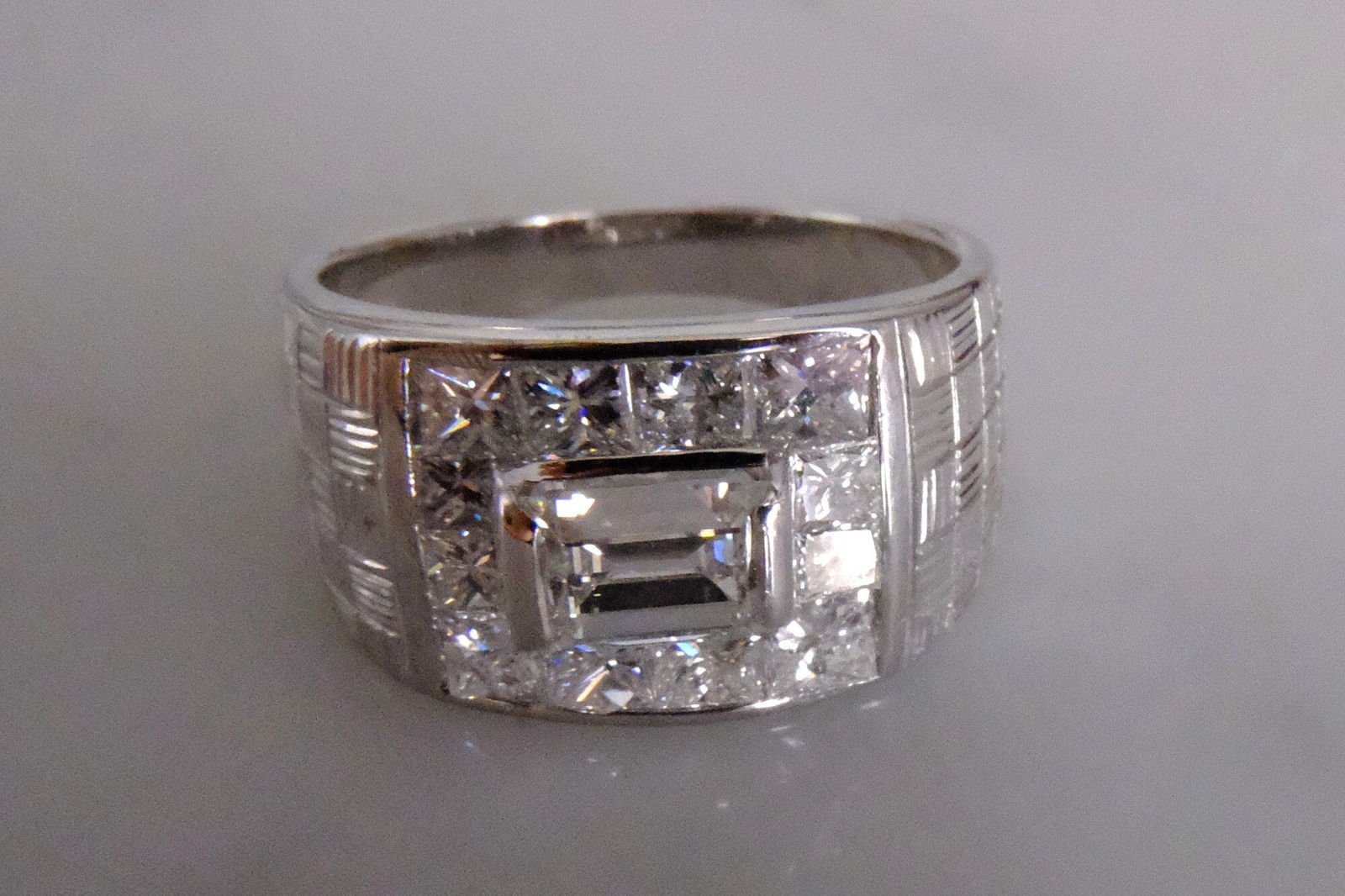 Gem Gardener, emerald cut diamond ring men, 1ct emerald cut diamond ring, 1 carat diamond mens ring, vintage rings men, white gold rings for men