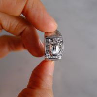 Gem Gardener, emerald cut diamond ring men, 1ct emerald cut diamond ring, 1 carat diamond mens ring, vintage rings men, white gold rings for men