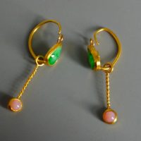 Gem Gardener, ancient earrings, ancient roman gold earrings, roman style earrings, roman style gold jewelry, jade and opal earrings