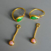 Gem Gardener, ancient earrings, ancient roman gold earrings, roman style earrings, roman style gold jewelry, jade and opal earrings
