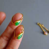 Gem Gardener, ancient earrings, ancient roman gold earrings, roman style earrings, roman style gold jewelry, jade and opal earrings