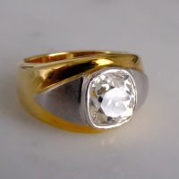 3ct Mine Cut Dome Diamond Ring Men 18k