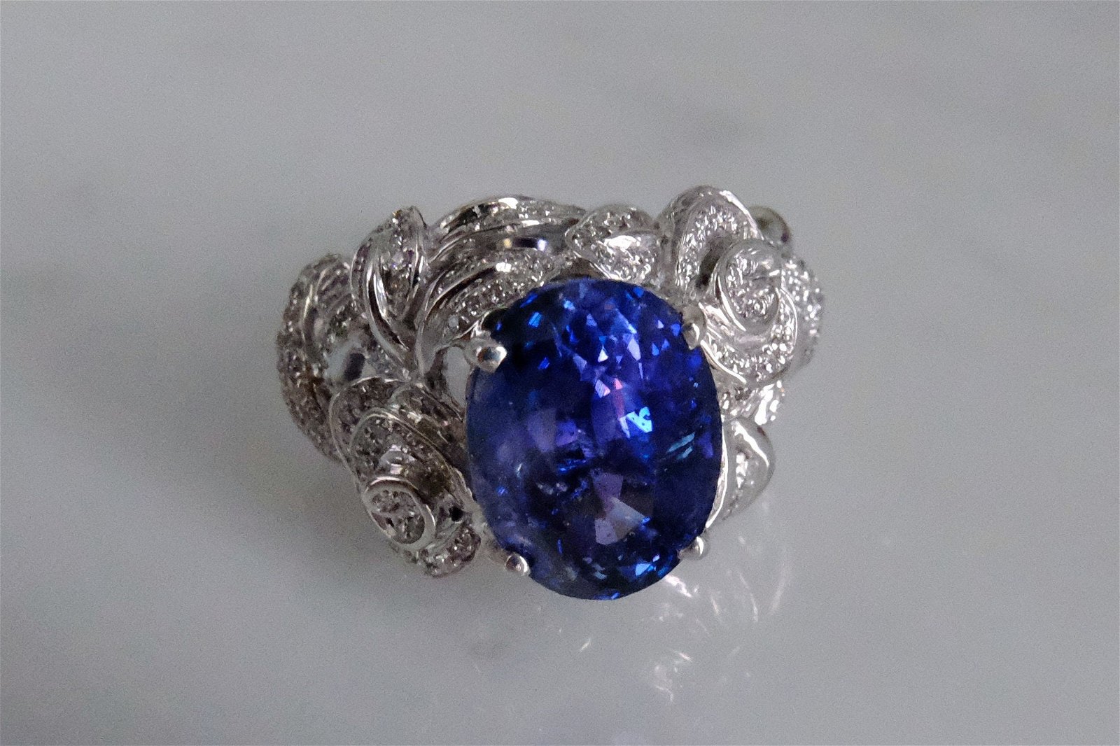 Blue Flower Sapphire Ring White Gold 18k | Gem Gardener