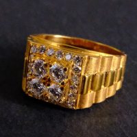 Gem Gardener, mafia gold ring, mens vintage gold rings, gold mob ring, emblem gold ring, honeycomb gold ring