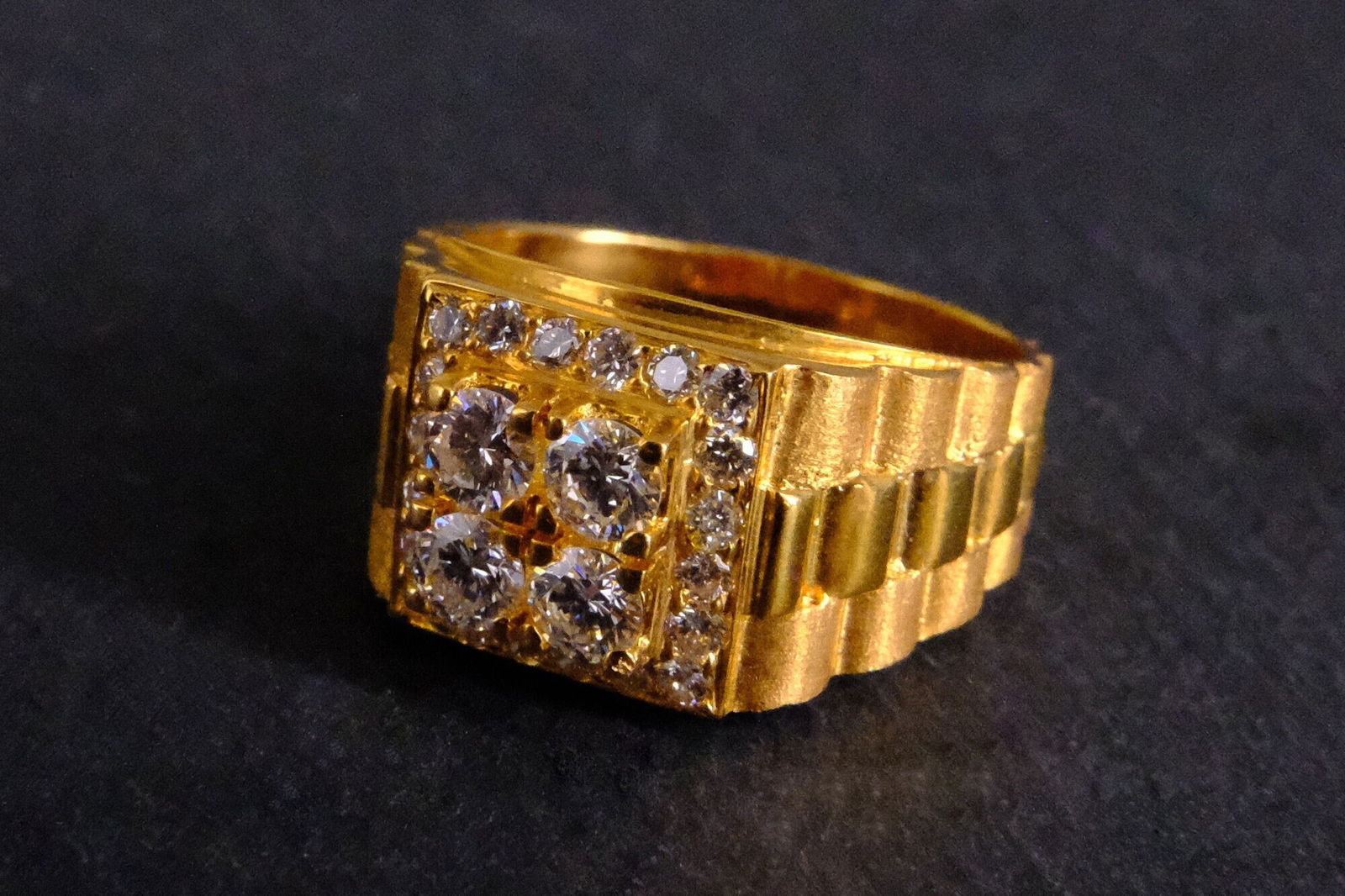 Gem Gardener, mafia gold ring, mens vintage gold rings, gold mob ring, emblem gold ring, honeycomb gold ring