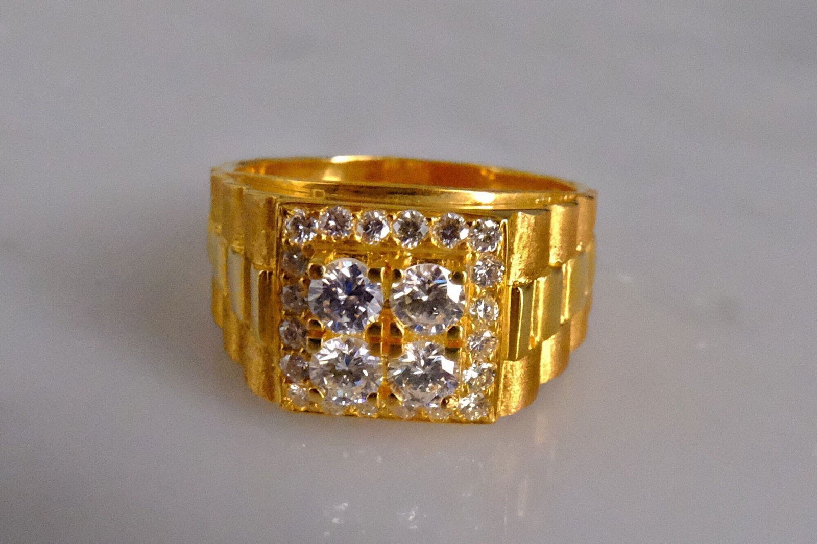 Gem Gardener, mafia gold ring, mens vintage gold rings, gold mob ring, emblem gold ring, honeycomb gold ring