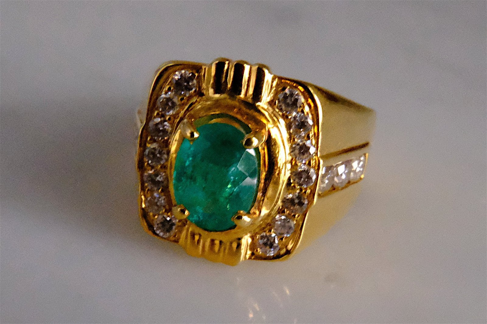 Mens Vintage Emerald Ring 20k Signet Gem Gardener   Emerald Diamond Ring Signet Men 20k Vintage 61326eef 