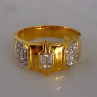 Gem Gardener, Emerald Cut Diamond Mens Band, mens vintage solid gold rings, vintage gold rings mens, mens gold gangster ring, vintage diamond mens ring