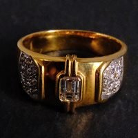 Gem Gardener, Emerald Cut Diamond Mens Band, mens vintage solid gold rings, vintage gold rings mens, mens gold gangster ring, vintage diamond mens ring