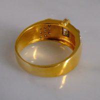 Gem Gardener, Emerald Cut Diamond Mens Band, mens vintage solid gold rings, vintage gold rings mens, mens gold gangster ring, vintage diamond mens ring