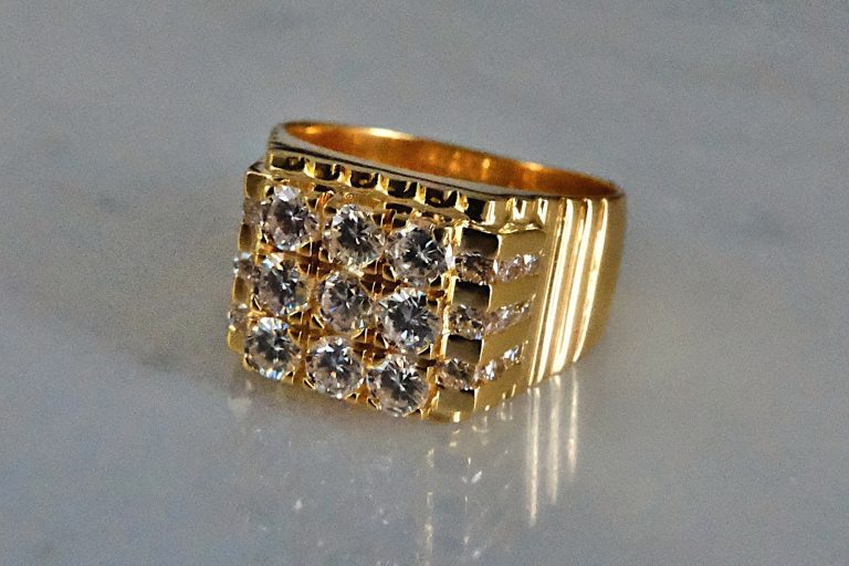 Honeycomb Diamond Cluster Ring Men 20k