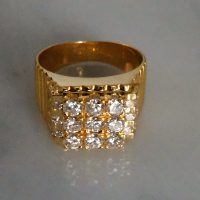 Honeycomb Diamond Cluster Ring Men 20k