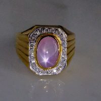 Men Burma Pink Star Sapphire Ring 22k Vintage