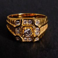 Men Cluster Diamond Signet Ring 20k Vintage
