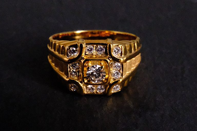 Men Cluster Diamond Signet Ring 20k Vintage